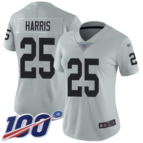 Men Oakland Raiders Limited Silver Erik Harris Jersey NFL Football #25 100th Season Inverted Legend Jersey